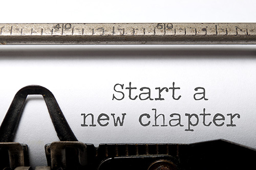 Typewriting that says: start a new chapter